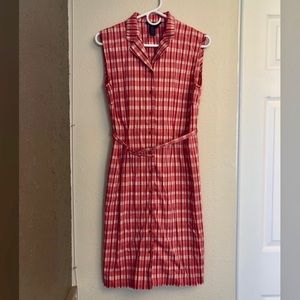 Perry Ellis- Retro Picnic Print Dress with Belt 4